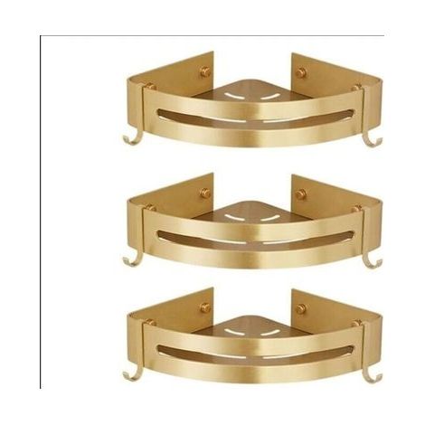Duschablage ohne Bohren, Eckbadezimmerablage, Sternenlicht-Badezimmerablage (glänzendes Gold, 3 Ebenen) (1/4)
