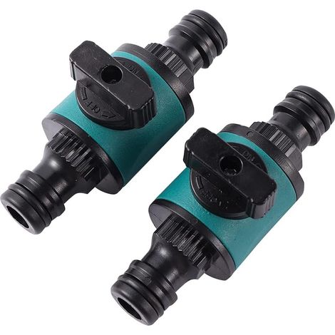 2 pièces 16mm Tuyau d'arrosage connecteur rapide avec robinet d'arrêt 2 voies (1/5)