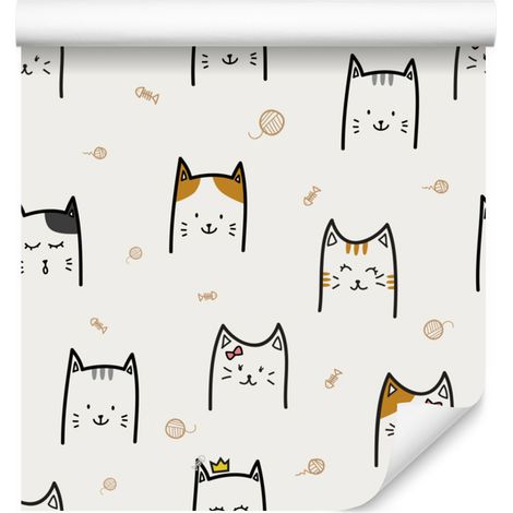 Papel pintado de gatitos alegres para salón y dormitorio, 50x1000 cm. (1/5)