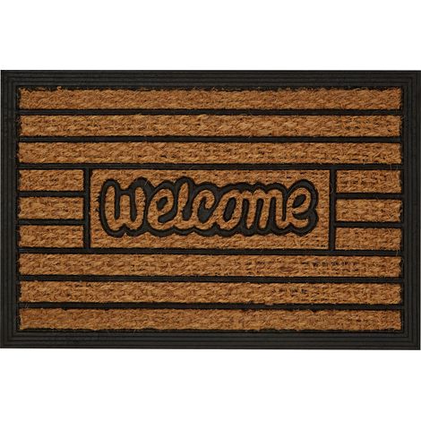 Premier Housewares Welcome Design Door Mat Non Slip Floor Mat Indoor And Outdoor Welcome Mat With Robust Coir For Door Entrances House Entryway Kitchen Outside Porch And More 60 x 40 x 1 (1/4)