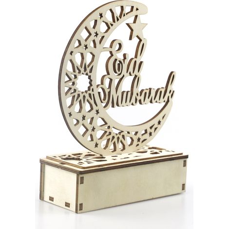 Decoraciones de la Luna de Ramadán, Platos Colgantes de Eid – Decoraciones de Ramadán de Madera para Hacer Tú Mismo, Adornos de Eid Mubarak, Juego de Platos de Ramadán, 20 x 16 cm (1/5)