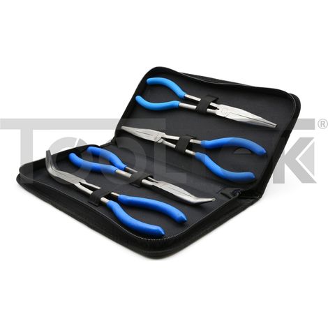 SET 4pz PINZE EXTRA LUNGHE 280mm PUNTA DRITTA E PIEGATA GEKO G00826