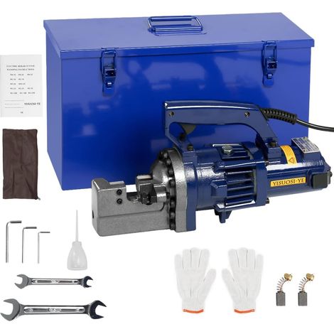 Elektrischer Stangenschneider, 1250 W, 110 V, tragbare hydraulische Stangenschneidemaschine, mit Backenmessern, schneidet Stangen von 3/20 Zoll (4 mm) bis 3/4 Zoll (20 mm) in 3,5 Sekunden (1250 W RC-2