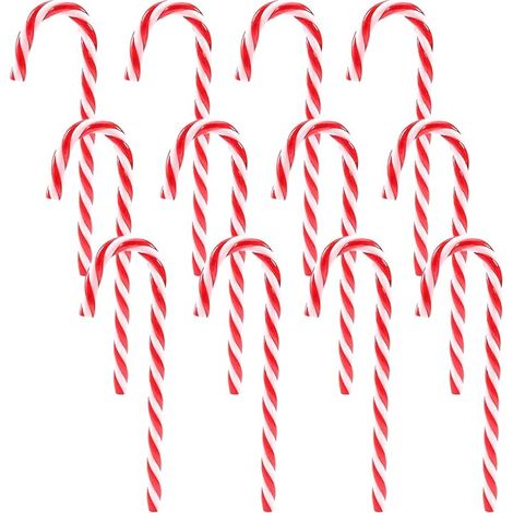 Décorations de Noël 12 pièces Cannes de bonbon en plastique Rouge et Blanc pour Sapin Suspension Ornements Fête en Famille (1/5)