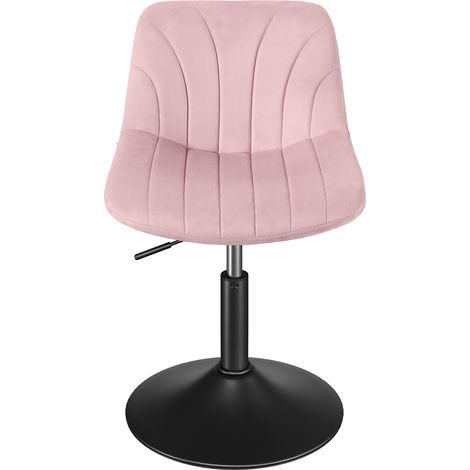 Vasagle – Tabouret de coiffeuse réglable – Dossier ergonomique – Rotation 360° – Velours rose – Hauteur ajustable 65,5-77,5 cm – Base antidérapante