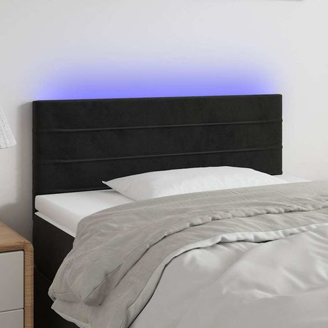 vidaXL Cabecero con LED de terciopelo negro 100x5x78/88 cm (1/5)