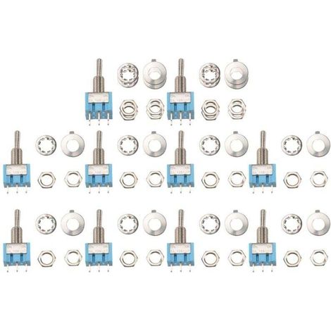 10 PièCes SPDT Mini Interrupteur à Bascule 3 Broches 2 Positions ON/ON Miniature 6A 125V AC -102 (1/4)