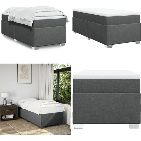Boxspringbett mit Matratze Dunkelgrau 100x200 cm Stoff - Boxspringbett - Doppelbett - Bettenrahmen - Matratze - Matratzenauflage - Home & Living (1/5)