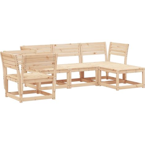 Maison Exclusive - Juego de sofás de jardín 5 piezas madera maciz (1/5)