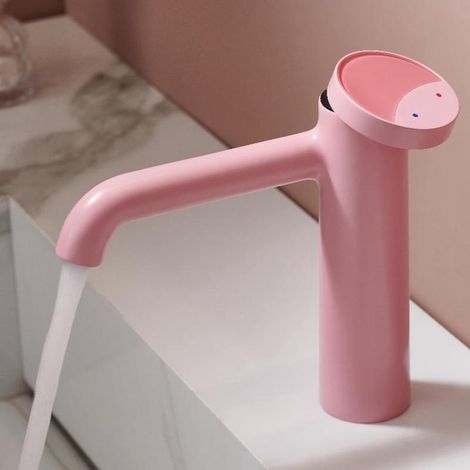Robinet mélangeur en laiton rose pour lavabo, eau chaude et froide, trou unique, design élégant et moderne (1/5)