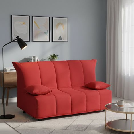 Dmora - Schlafsofa Dabam, 3-Sitzer-Sofa, 100% Made in Italy, Wohnzimmersofa mit Trolley-Öffnung, aus gepolstertem Stoff, inklusive Kissen, Cm 165x90h85, Rot (1/5)