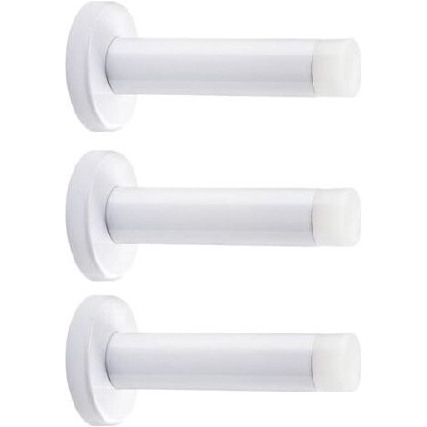 Un ensemble de 3 butées de porte murales robustes de 8,9 cm, en acier inoxydable 304, avec embouts en caoutchouc pour l'isolation acoustique, butées de porte murales blanches (blanches). (1/5)