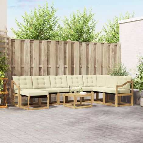 vidaXL Outdoor-Sofagarnitur 9 Stk. Weiß und Creme (1/5)