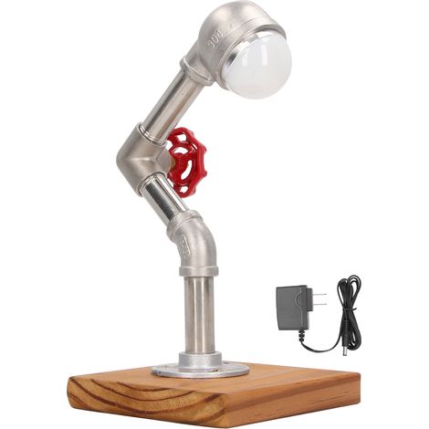 Lampe de table au design industriel, style tube, LED blanc froid, décoration intérieure pour chambre ou salon, prise US 110-220 V (1/5)