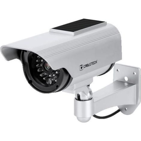 Camera De Surveillance Factice - Solaire Et Piles AA - Design Tube Bullet - LED Rouge Clignotante - Extérieur - 1 Unite