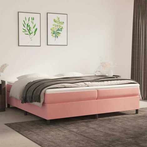 Sommier à lattes de lit avec matelas Rose 200x200 cm Velours (1/5)