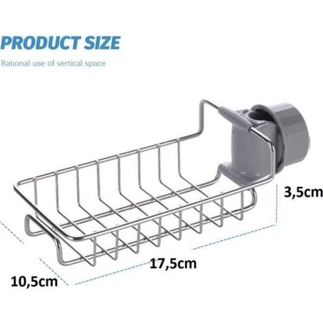 Porte-Éponge - Porte-Savon - Support Suspendu Pour Robinet De Cuisine - Sans Perçage - Acier Inoxydable - 17,5 x 10,5 x 3,5 cm - 1 Pièce (1/4)