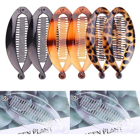 8 Pices Pinces La Banane Pinces Cheveux Peignes De Poisson Banane Queue De Poisson Clip Porte-queue De Cheval Banane Large Peigne De Couleur Pou (1/5)