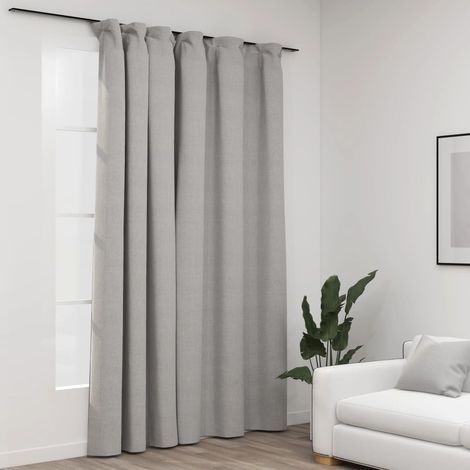 Rideau occultant,Décoration Chambre Fenêtre,Rideau Thermique Isolant d'aspect de lin avec crochets Gris 290x245 cm GDSVW84308 (1/4)