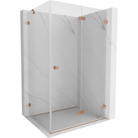 Mexen Lunar-F cabine de douche pliante droite 95 x 90 cm, transparent, cuivre brossé- 836-095-090-65-00-P (1/5)