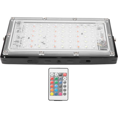 Projecteur RGB étanche IP66 haute luminosité, 50W AC 220V, projecteur extérieur multicolore avec télécommande (1/5)