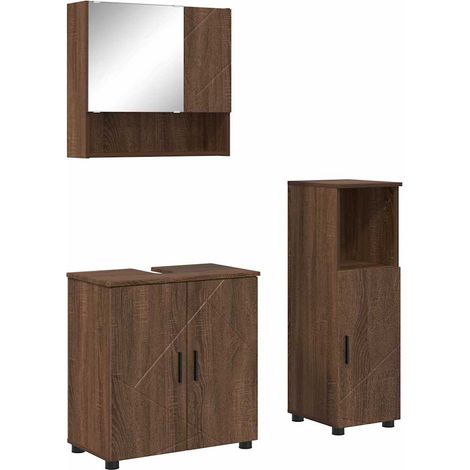 Juego de muebles de baño Montaje en la pared 3 pcs Roble Marrón vidaXL