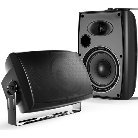 Paire d'enceintes Bluetooth d'extérieur de 6,5" - Support Mural étanche pour intérieur/extérieur - 400 W - Noir (1/5)