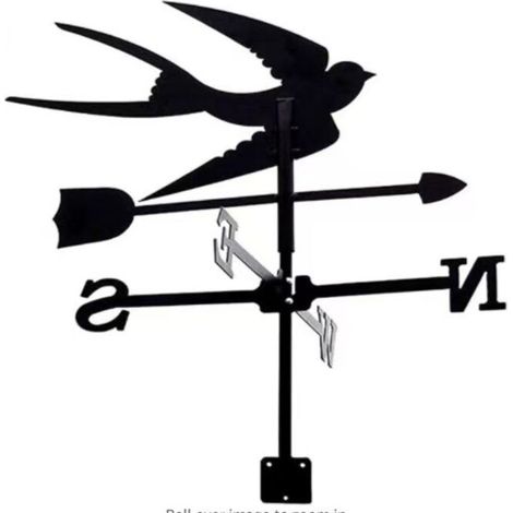 Girouette Hirondelle, girouette de décoration, kit d'indicateurs de Direction du Vent extérieur Jardin pelouse Support en métal girouette (1/4)