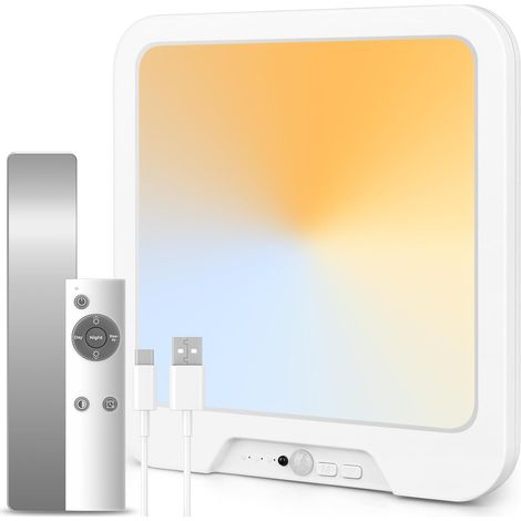 18CM Lampe de Plafonnier avec Détecteur de Mouvement Télécommande, 7000mAh LED Plafond sans Fil, Rechargeable Plafonnier pour Douche, Salle de Bain, Garage, Escalier, 3 Températures de Couleur (1/5)