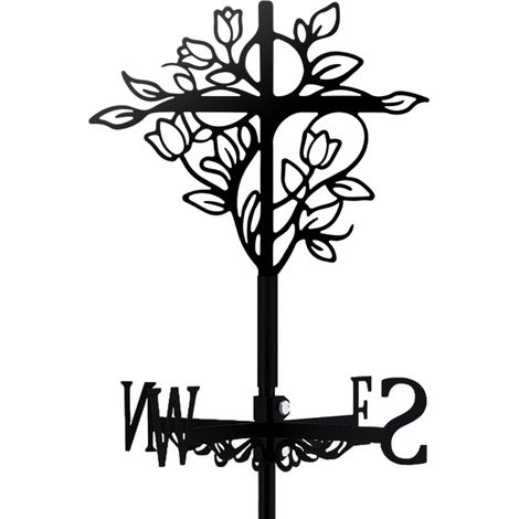 Girouette en métal pour animaux de jardin Motif croix et floral (1/5)