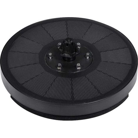 Fontaine Solaire 7 V 3 W, 6 Lumières LED Améliorées avec Batterie Polymère Intégrée pour Décoration de Bassin de Piscine de Jardin, 7 Buses de Pulvérisation étanche IP68 (Black) (1/5)
