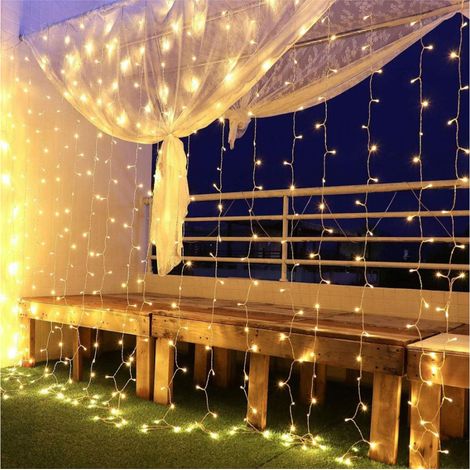 1 Rideau lumineux, 300 LED, filet 3x3m, étanche IP44, 8 modes, basse tension 31V, intérieur extérieur (1/5)