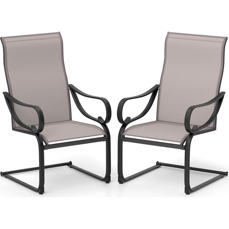GOPLUS Chaise de Jardin Exterieur 2 PCS en Frome C, Fauteuil de Jardin à Bascule en Tissu Respirant et Métal, avec Dossier Haut & Accoudoir, 69 x 62 x 108 CM, Charge 150 KG, Idéal pour Terrasse, Patio (1/5)