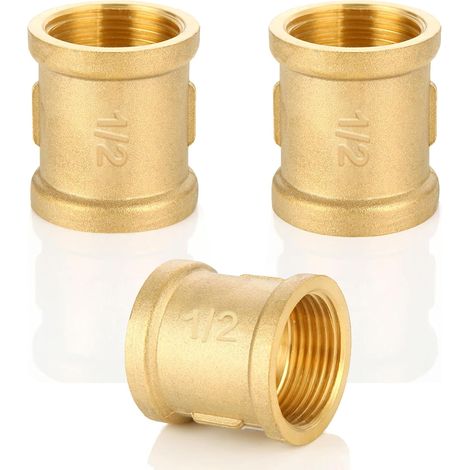 Mamelon double G1/2" (Ø 20mm) laiton mâle,4 pièces hexagonal G1/2"M/M,Raccord de jonction 2 x M Raccord fileté,Double mamelon Raccords en convient pour l'eau potable Manchon Double Femelle/Femelle (1/5)