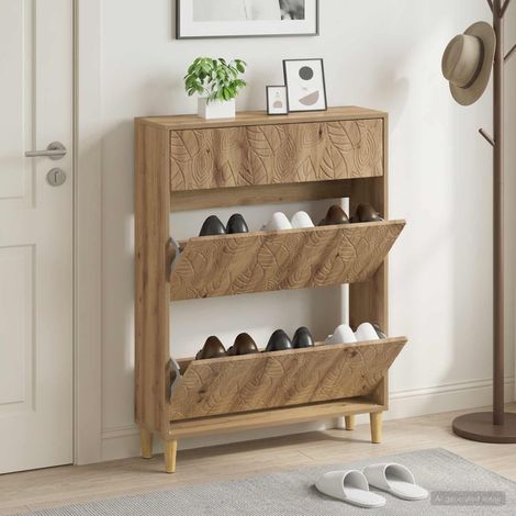 vidaXL Shoe Cabinet DELFT 78 x 24 x 103 cm Engineered Wood Artisan Oak (1/5)