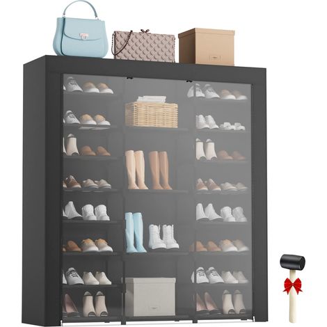 Étagère à chaussures haute 9 niveaux – Capacité 40 à 46 paires – Housse anti-poussière – Dimensions 127x30x140 cm – Support pour garage et chambre (1/5)