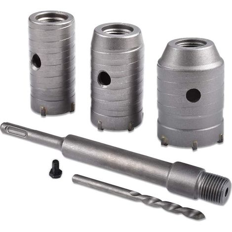 Lochsägen-Set, Ø 30 mm, 40 mm, 50 mm, Betonlochsäge 350 mm SDS Plus Verlängerungsstange Wolframkarbidspitze, Lochsäge für Ziegel, Stein, Beton, Zement (Rundgriff) (1/5)