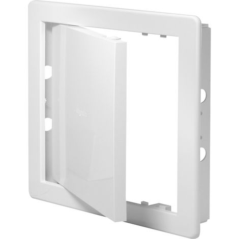 Panneau d'accès en plastique pour porte 300 x 400 mm - Plaque de recouvrement à rabat d'ouverture blanche - Loquet de porte - Charnière dissimulée - Porte amovible - Surface lisse à peindre (1/3)