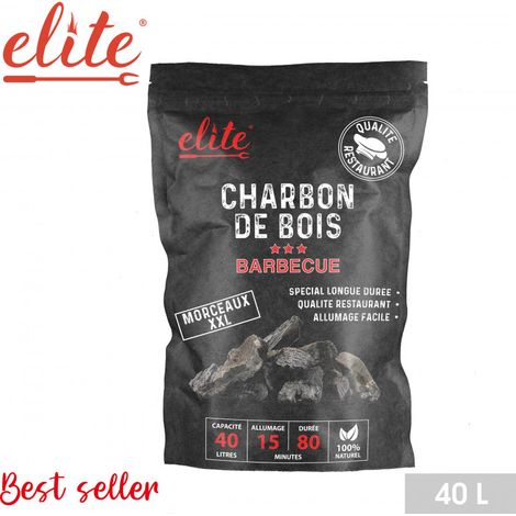 Sac de 40L de charbon de bois pour Barbecue - Qualité restaurant - Morceaux XXL allumage facile - Livraison gratuite