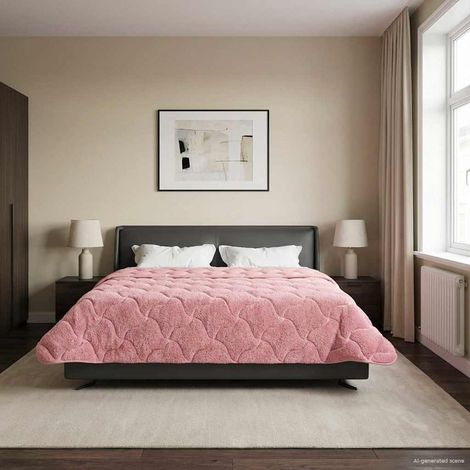 Sommerdecke Rosa 220 x 240 cm Mikrofaser und Teddy-Fleece