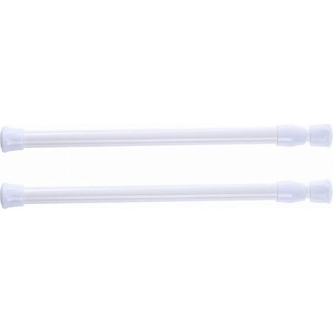 Tringle à rideau de douche télescopique sans perçage – Lot de 2, blanc, réglable 30–50 cm, pour baignoire ou cabine (1/5)