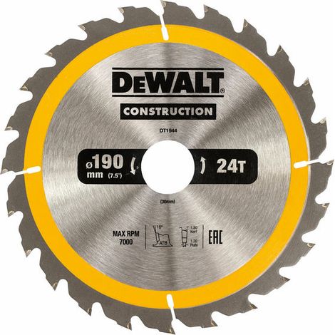 DeWalt dt1944 Circular Saege hoja handkr 190 x 30 mm, 24 dientes