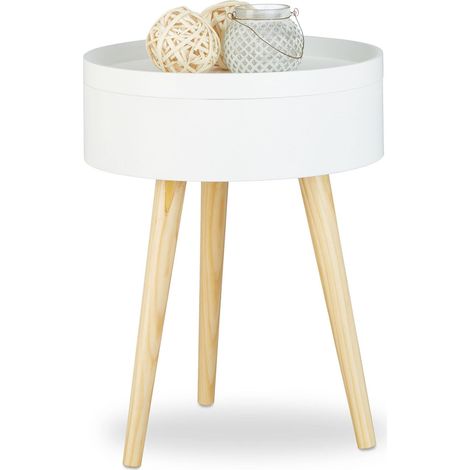 Table d’appoint table de chevet scandinave nordique avec plateau amovible rangement, HxlxP: 50 x 38 x 38 cm, blanc (1/5)