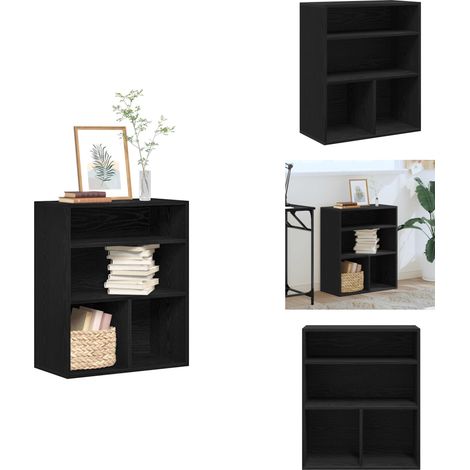 Bibliothèque noir 60x30x71,5 cm bois d'ingénierie - Bibliothèque - Bibliothèques - Armoire De Rangement - Étagère À Livres (1/5)