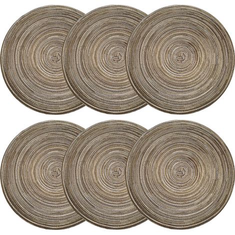 6 Pièces 30 cm Set de Table Rond, Table Ronds Tressés en Coton Lavables (1/5)