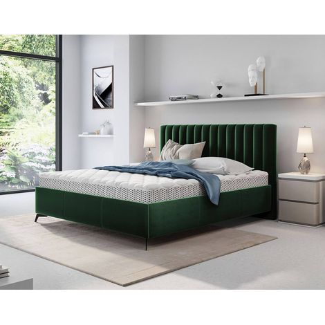 Mendoza - lit coffre - 180x200 - sommier inclus - en velours - vert