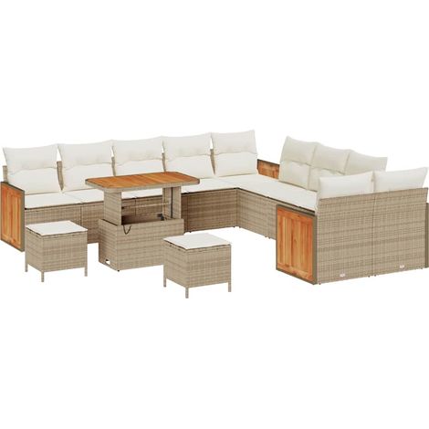 Maison Exclusive - Ensemble de canapé de jardin 17 pcs Beige et crème polyrotin (1/5)