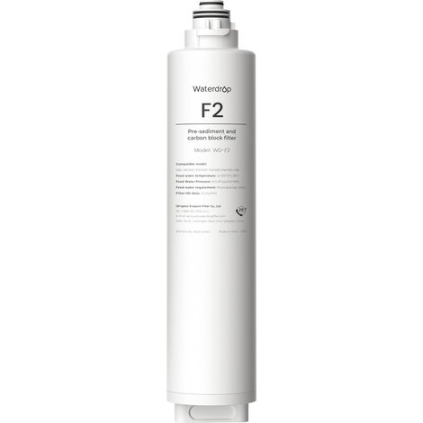 Waterdrop WD-F2 Filtre, Remplacement pour Tous Systèmes d'Osmose Inverse de Série WD-X, WD-X8 & X12-Basic & WD-X12-Alkaline & WD-X16, Durée de Vie de 6-Mois (1/5)