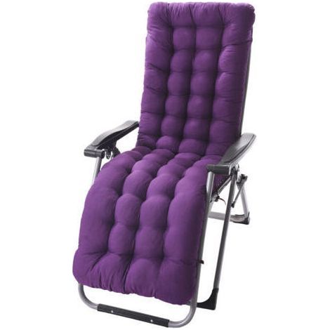 Coussin Chaise Longue avec Anti-dérapant Coussin Transat Bain de Soleil Jardin Haut Epais pour Fauteuil Relax Chaise Longue-Violet-48X125X8cm