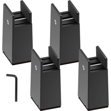 4 Pieds de Meubles Réglables en Hauteur, 1-5 cm Pieds de Lit Réglable, Pieds de Meuble Riser, Antidérapant Blocs Riser Réglables, Outil de Levage pour Armoires de Lit Canapé Chaises de Table (1/5)